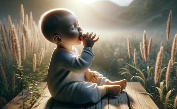 Baby saugt an Spielzeug