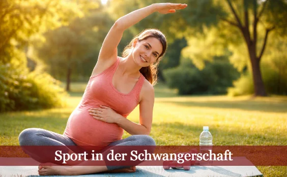 Schwangere Frau macht Yoga auf einer Decke im Park. Text: Sport in der Schwangerschaft