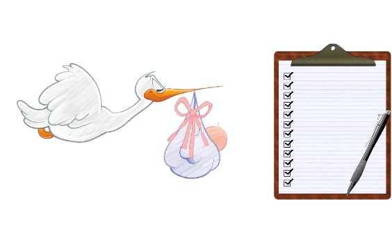 Storch mit Baby, Checkliste